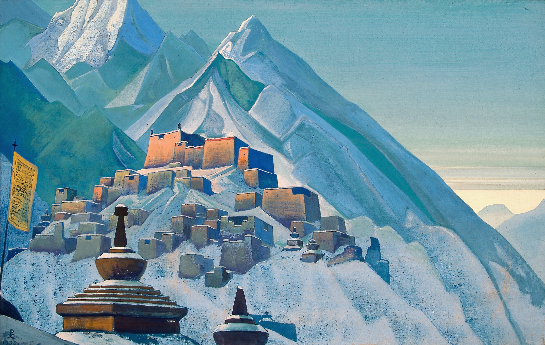 Купить Постер Тибет. Гималаи, 1933, Н.К. Рерих, репродукция (26 х 41 см), печать на шелке в интернет-магазине #store#