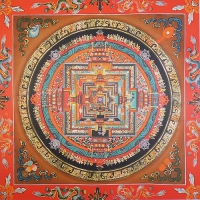 Плакат Мандала Калачакры (оранжевая, 30 x 30 см). 