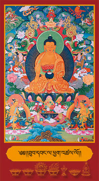 Открытка Будда, Майтрейя и Манджушри (Чой кор сум) (11,5 х 21,0 см). 