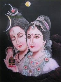 Плакат Шива и Парвати ночью (30 x 40 см). 