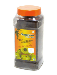 Амла засахаренная кисло-сладкая с пряностями Sangam Herbals (250 г). 