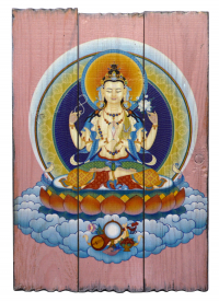 Изображение на досках Авалокитешвара (28 x 40 x 4 см). 