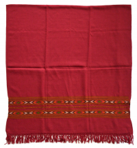 Шаль Куллу, бордовый цвет, шерсть, 100 x 210 см. 