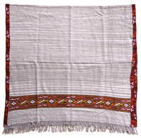 Купить Шаль Куллу, бежевая с белыми полосами, шерсть, 108 x 200 см в интернет-магазине Ариаварта