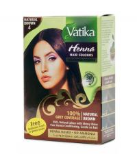 Хна для окраски волос Vatika Henna Natural Brown (коричневая), 6 пакетиков. 
