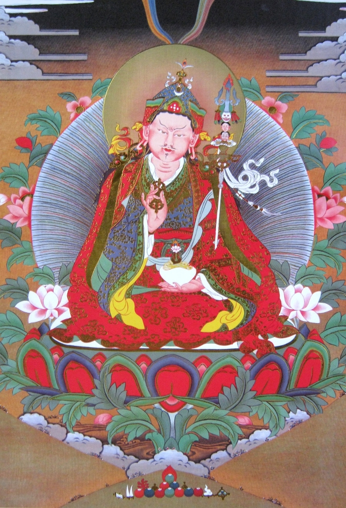 Тханка Гуру Падмасамбхава (печатная, тханка 54 х 82 см, изображение 30,5 х 43,5 см)