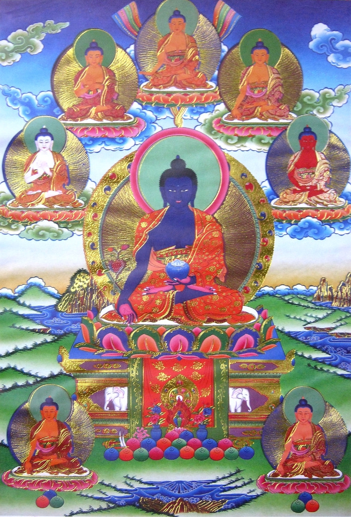 Тханка Восемь Будд Медицины (печатная)