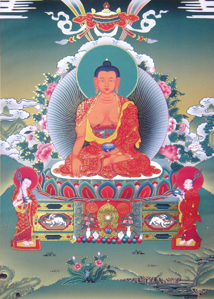 Тханка Будда Шакьямуни с учениками (печатная)