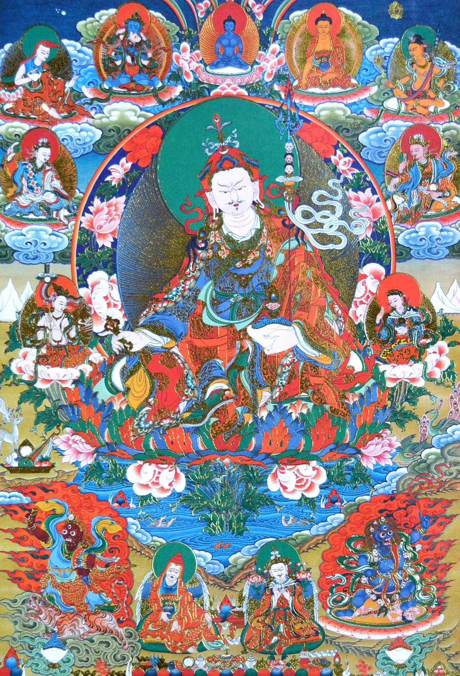 Тханка Гуру Падмасамбхава (печатная, тханка 39,5 х 62 см, изображение 20,5 х 30 см)