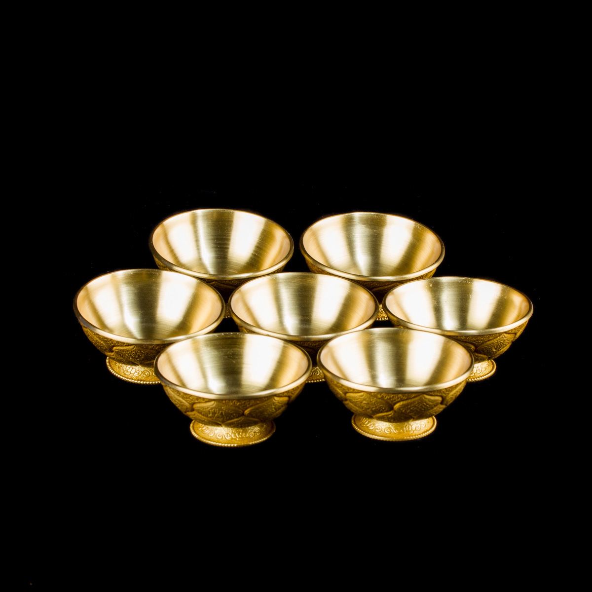 Чаши для подношений (набор из 7 шт.), 8 см, золотистые, металл, Китай