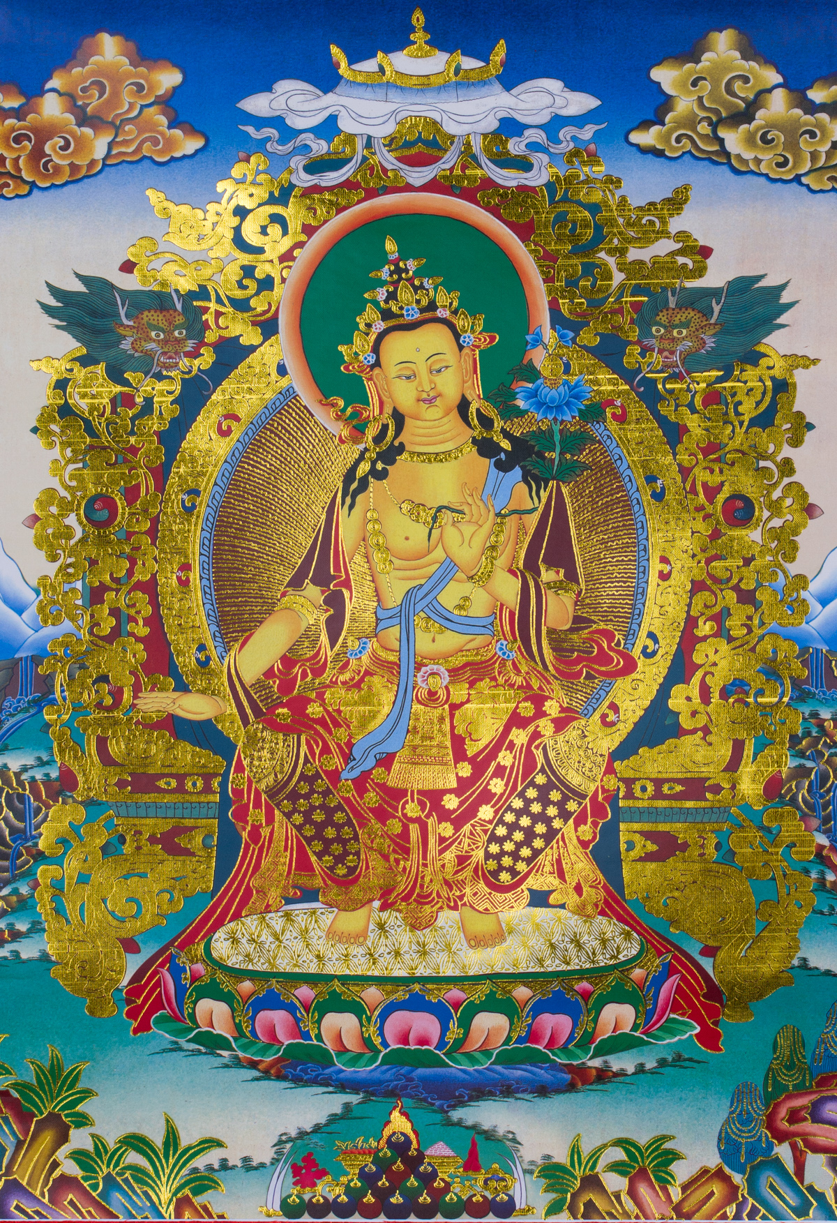 Тханка Будда Майтрея (печатная, 51 х 83 см)