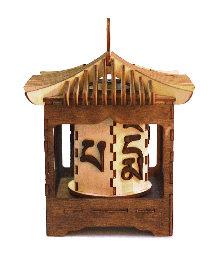 Молитвенный барабан настольный деревянный, 18 см