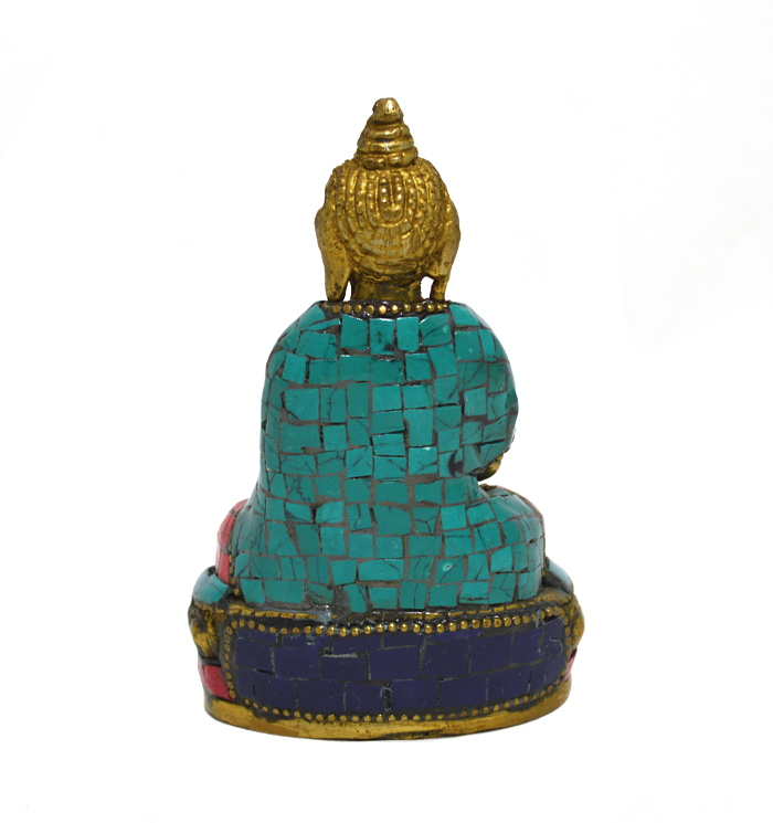 Статуэтка Будды Шакьямуни, абхая-мудра (с облицовкой камнями), 10 см