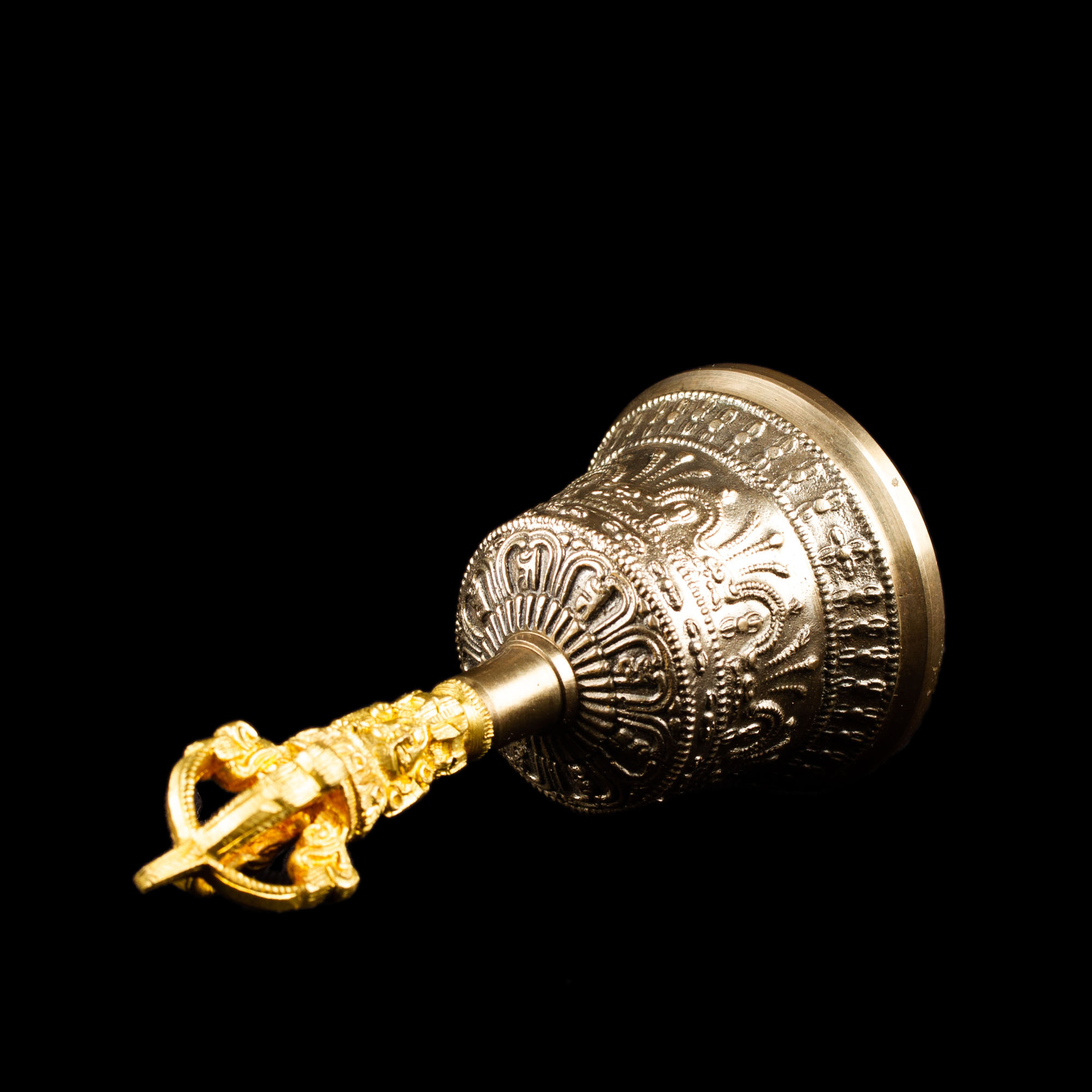 Колокольчик с ваджрой (серебристый), 12 см, Непал, хорошее качество, 12 см, золотой, серебро