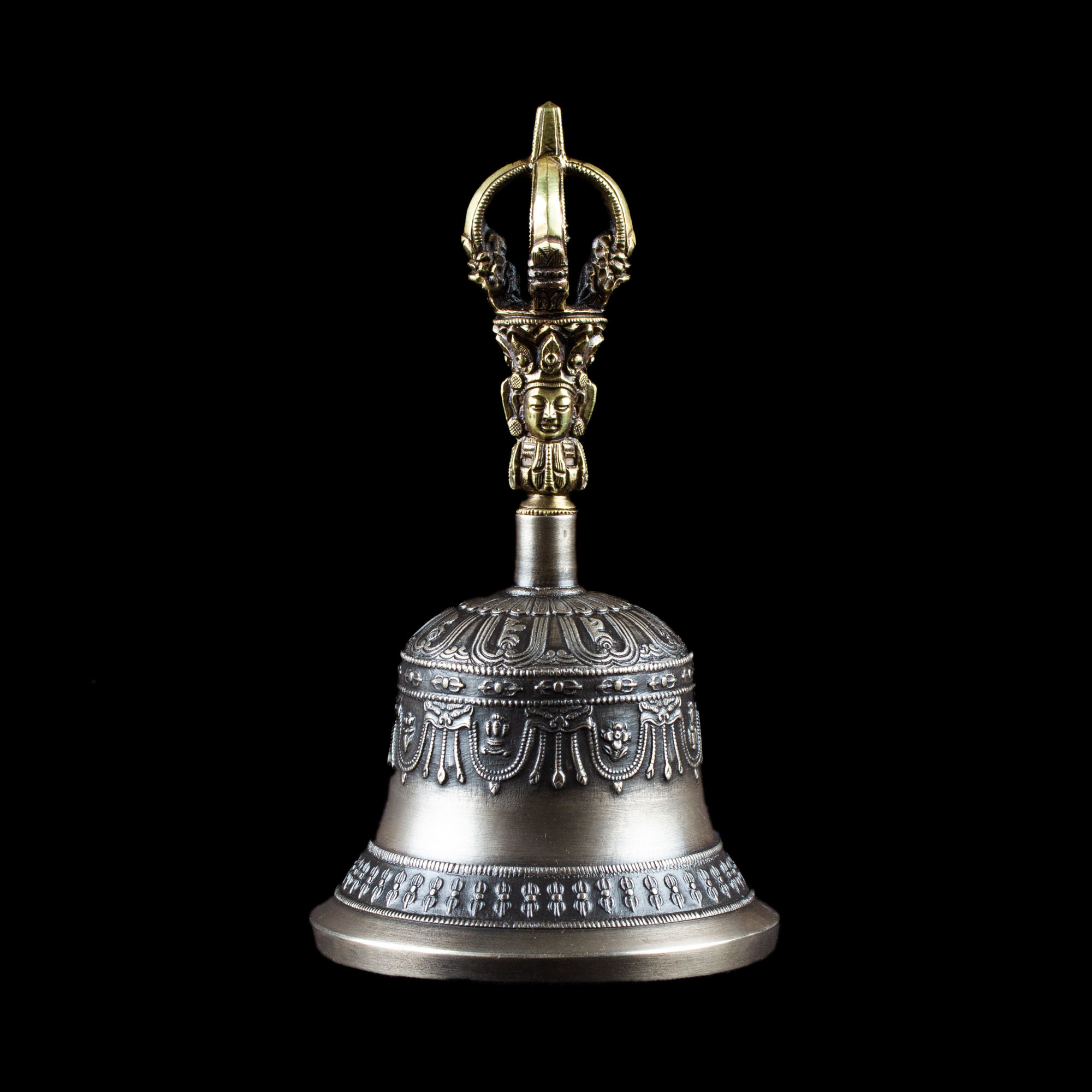 Колокольчик с ваджрой, 17 см, Оригинальный колокольчик из Дехрадуна (Индия)