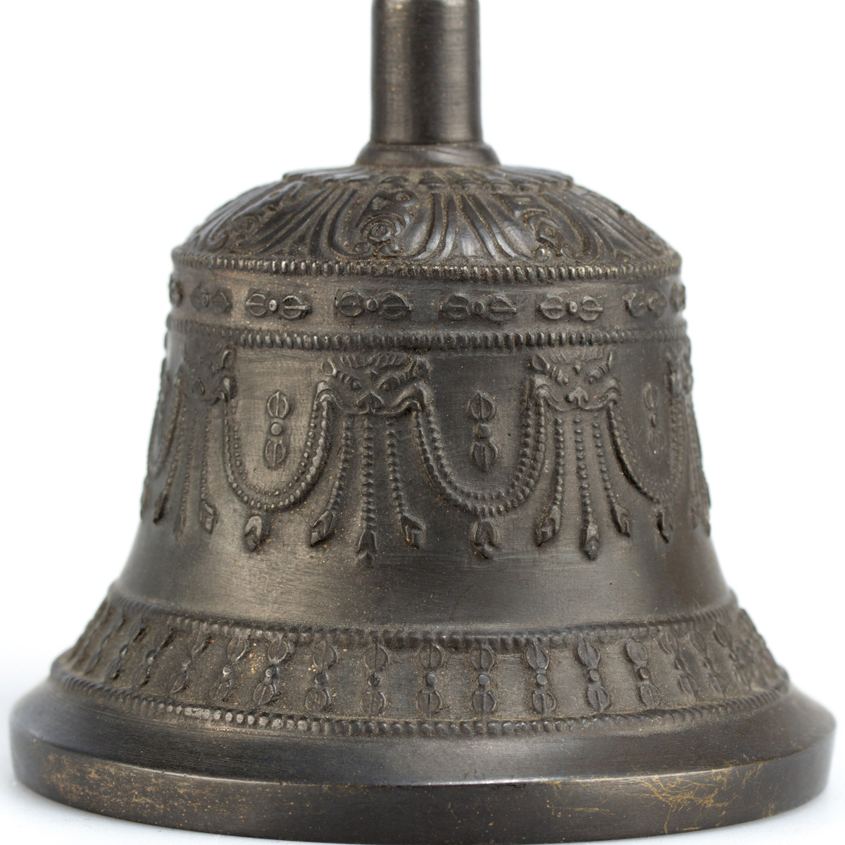Колокольчик с ваджрой (черный), 16 см, Непал, хорошее качество, золотой, черный