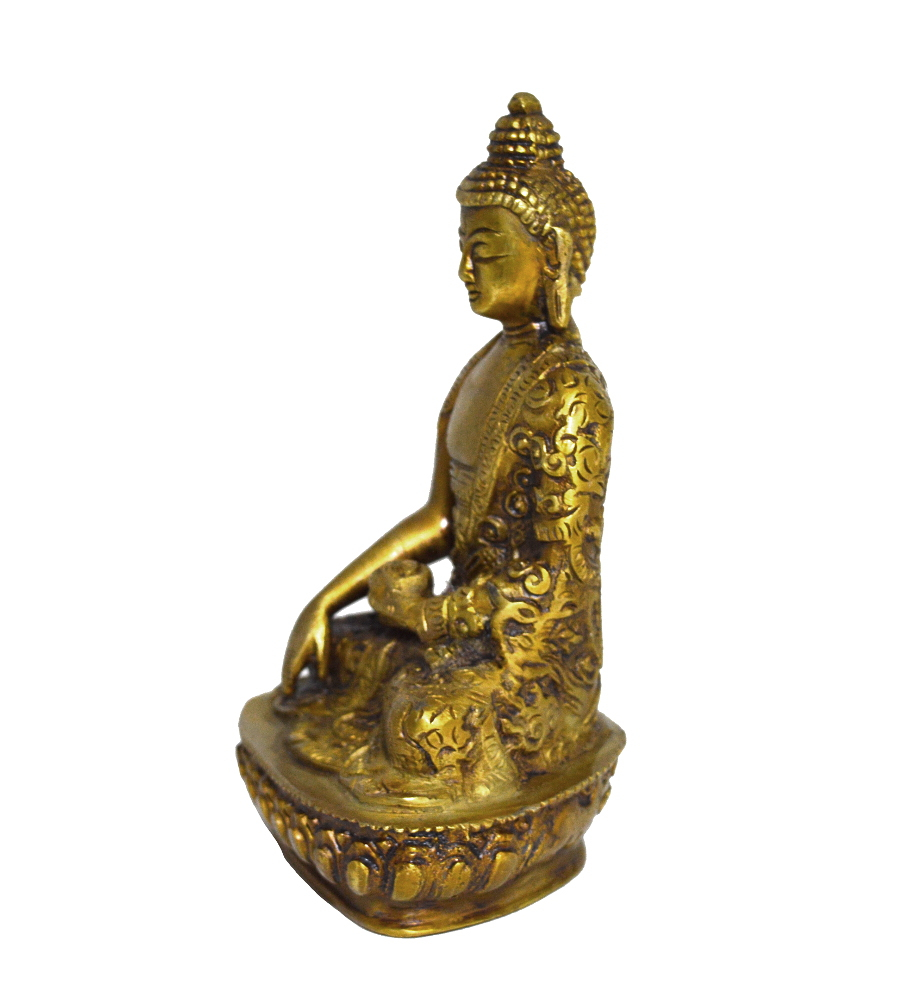 Статуэтка Будды Шакьямуни (бхумиспарша-мудра), 14 см, с символом на лбу