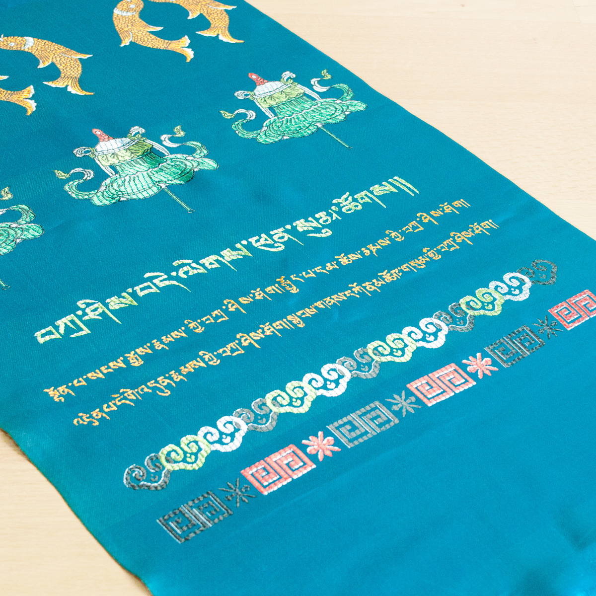 Хадак синий с Восемью Драгоценными Символами (48 x 240 см)
