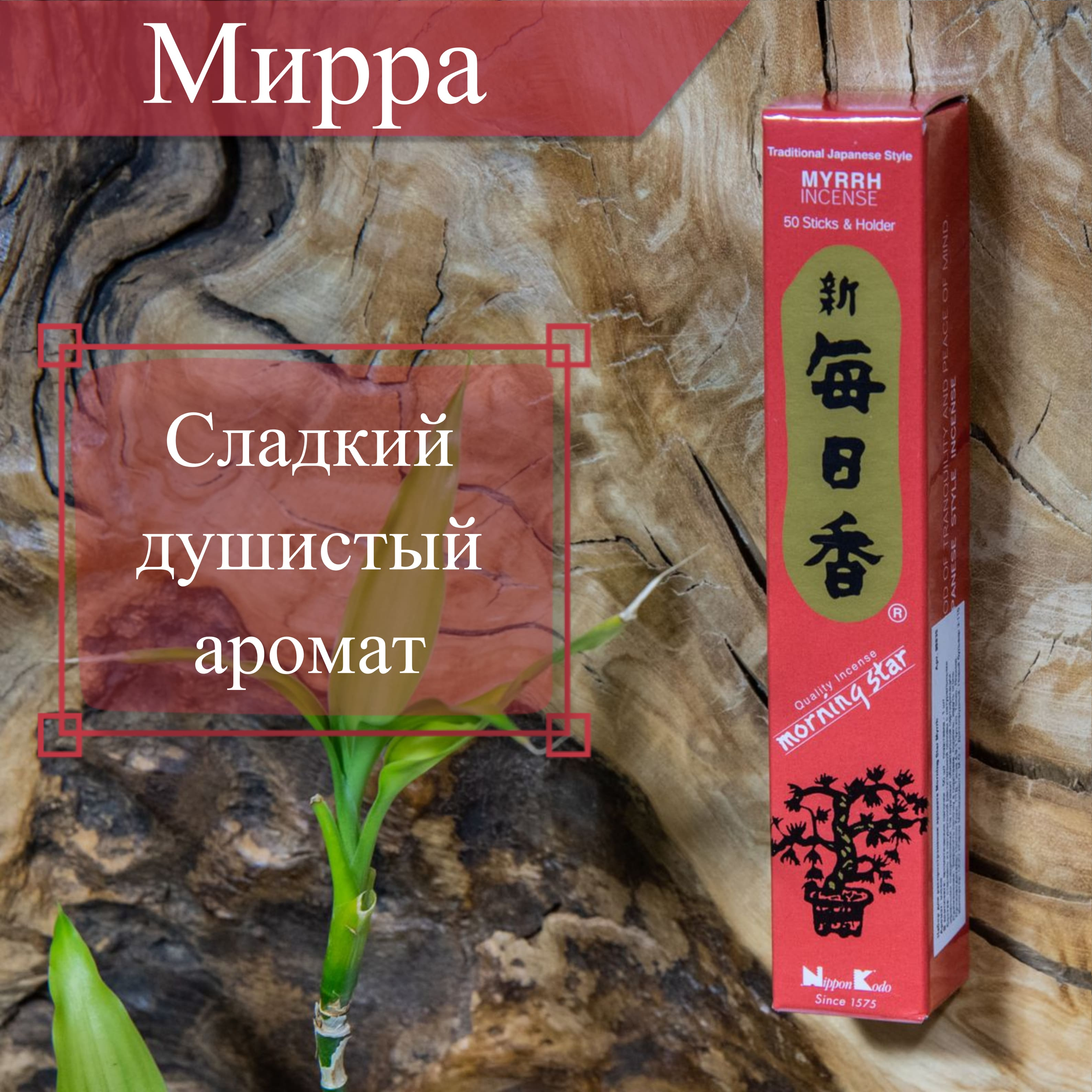 Купить Благовоние Myrrh (Мирра), 50 палочек по 12 см в интернет-магазине Dharma.ru