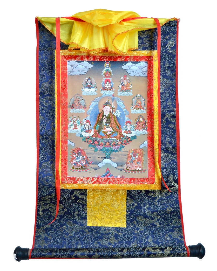 Тханка Гуру Падмасамбхава в окружении божеств (печатная, 39,5 х 62 см)