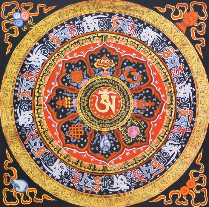 Плакат Мандала "ОМ и Восемь Драгоценных Символов" (30 х 30 см)