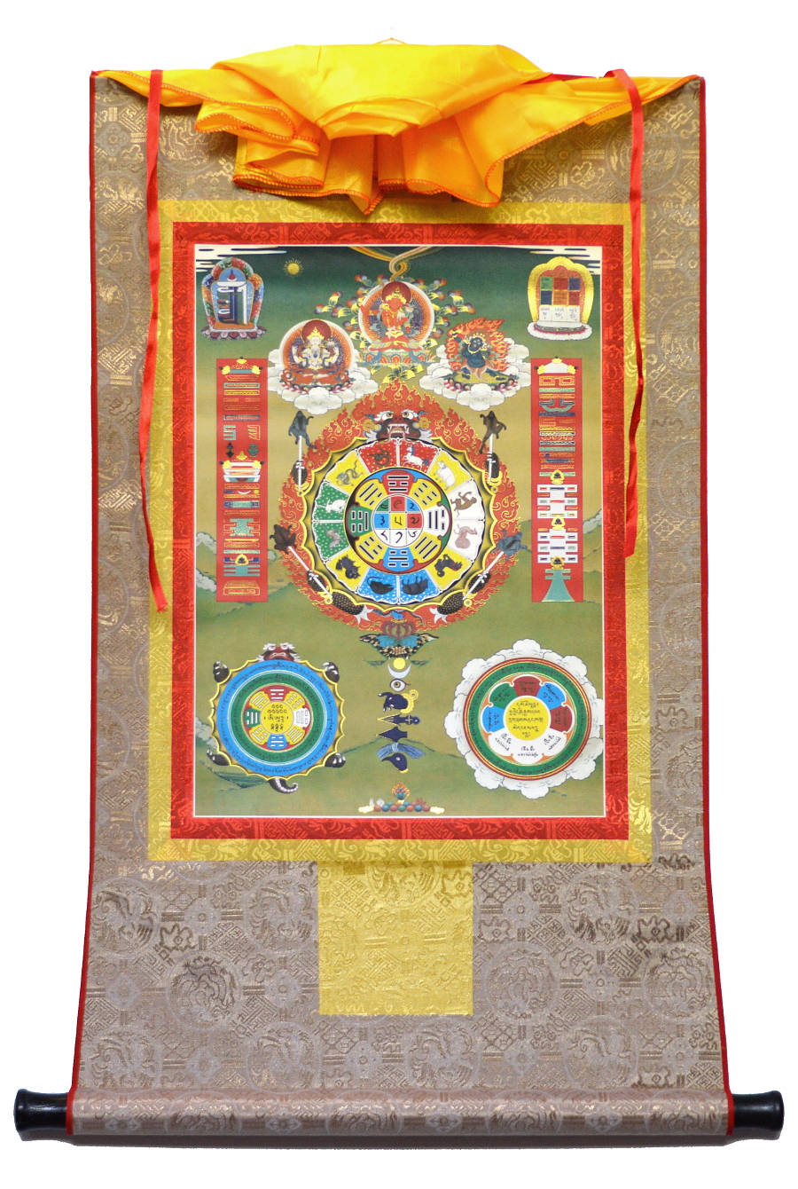 Тханка "Тибетская астрологическая диаграмма" (печатная, ~51 х 83 см)
