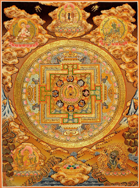 Плакат Мандала золотистая (30 x 40 см)