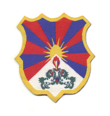 Нашивка фигурная с флагом Тибета, 5 x 5,5 см