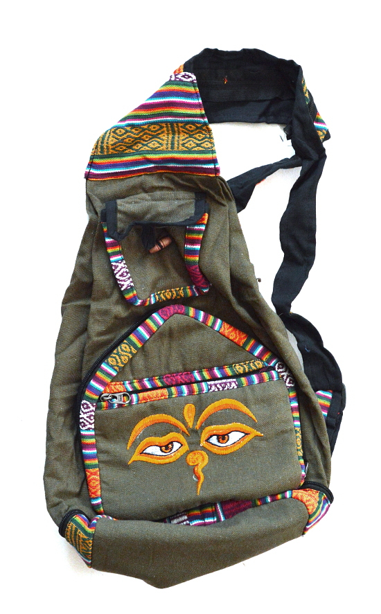 Рюкзак с Глазами Будды (тёмно-зелёный), 23 x 52 см