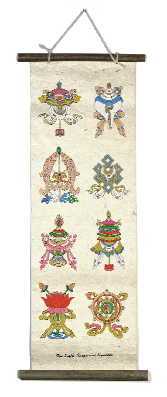 Свиток из рисовой бумаги с Восемью Драгоценными символами