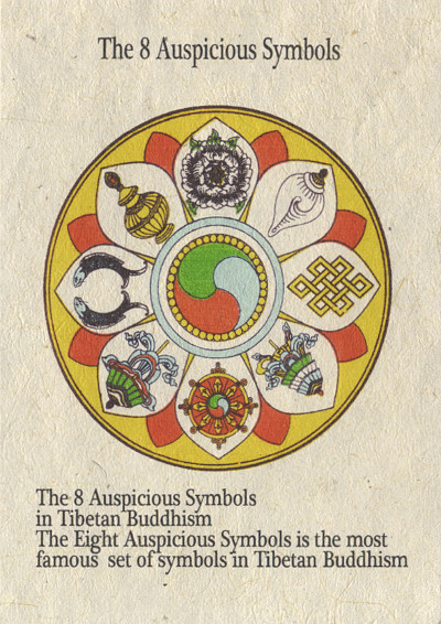 Открытка с Восемью Драгоценными символами (11 x 15,5 см), 11 x 15,5 см