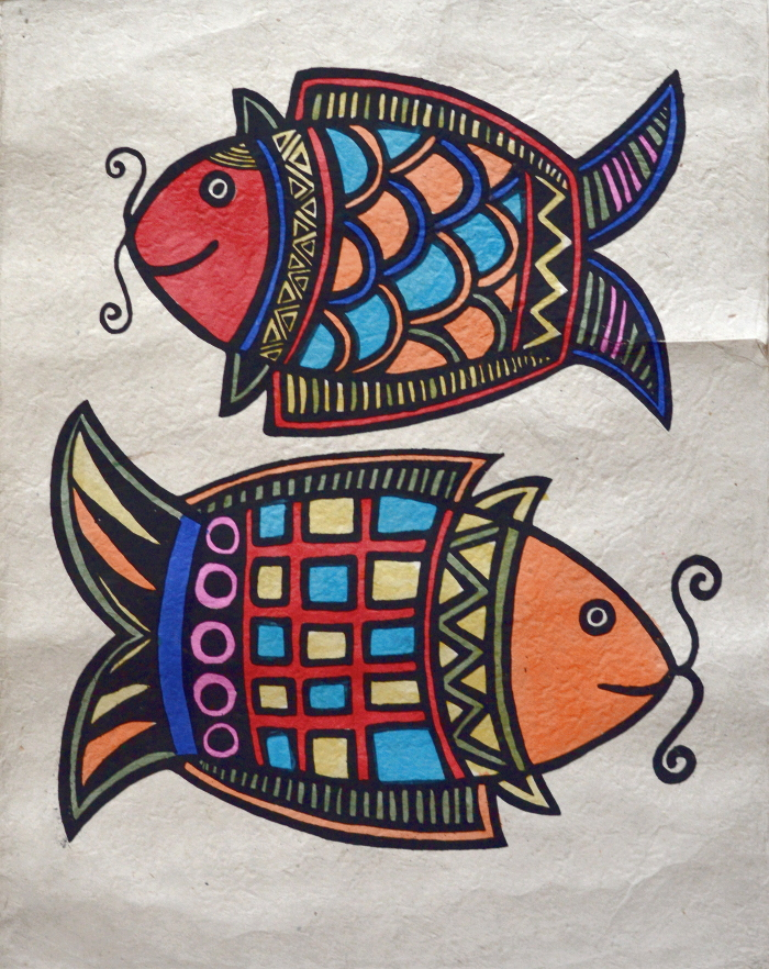 Постер на рисовой бумаге Рыбы (разноцветные) 38 х 50 см