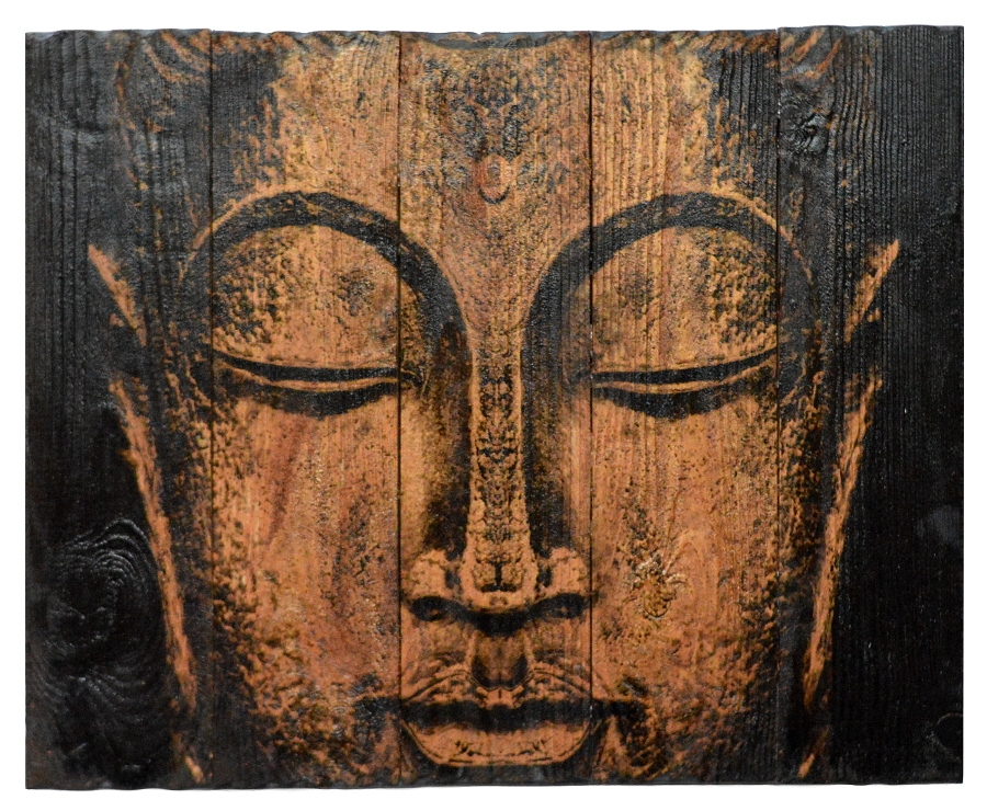 Изображение на досках Будда (40 x 47 x 4 см), 40 x 47 x 4 см