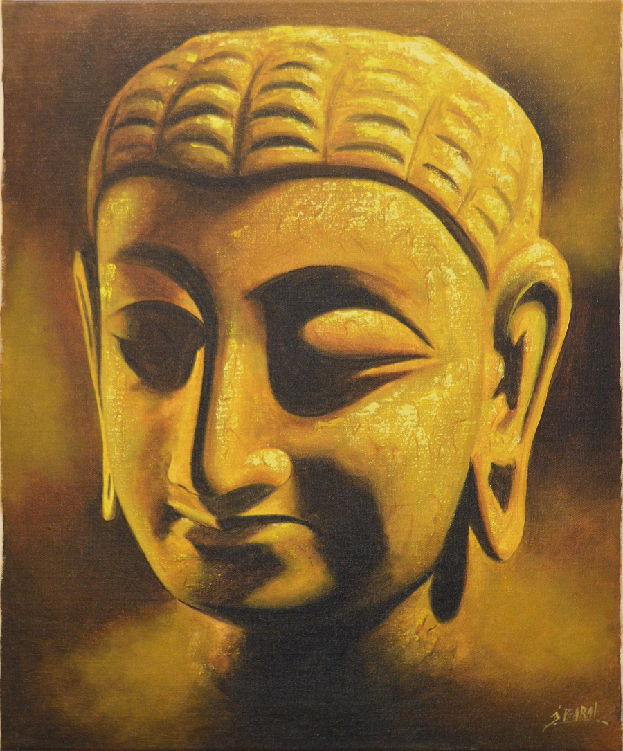 Купить Картина Лик Будды (желтая) 51 x 61 x 2 см в интернет-магазине Dharma.ru