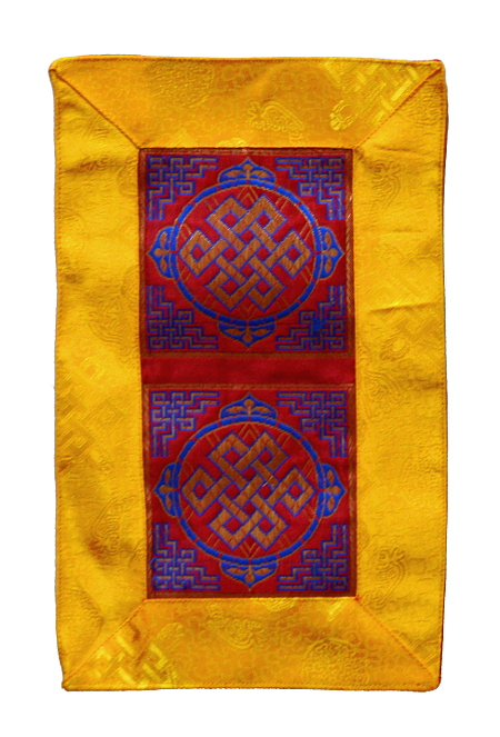Коврик для колокольчика и ваджры (красно-желтый с Бесконечными узлами), 19 x 30 см