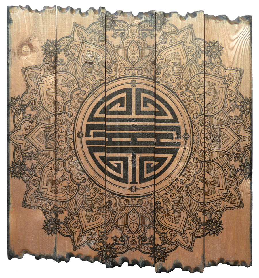 Изображение на досках Символ долголетия (46 x 48 x 4 см), 46 x 48 x 4 см