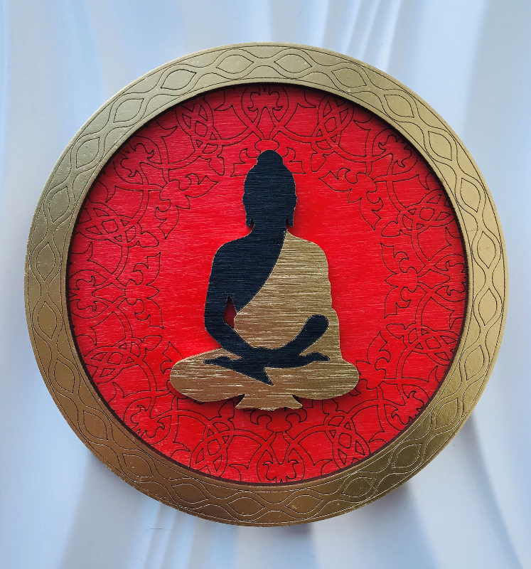 Декоративная тарелка "Будда" (красная, диаметр 13 см)