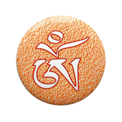Значок "Тибетский Ом" (оранжевый, 5,5 см)