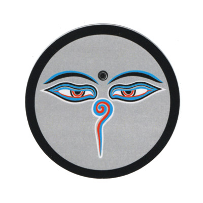 Наклейка "Глаза Будды", серый фон, 7 см
