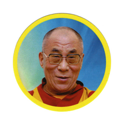 Наклейка "Далай-лама", желтая окантовка, 7 см