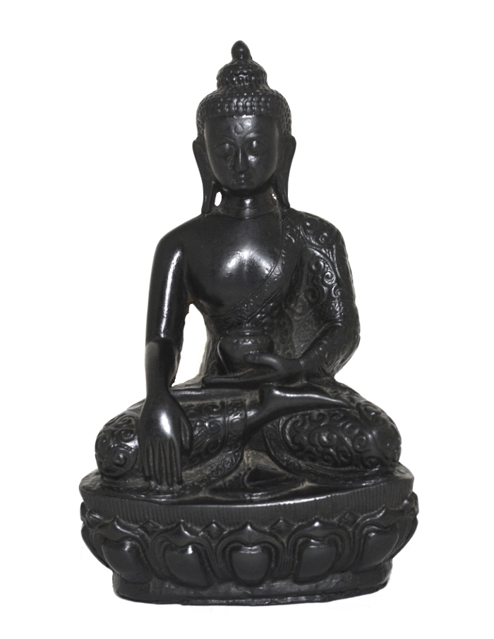 Статуэтка Будды Шакьямуни (бхумиспарша-мудра), черная, композит, 16,5 см