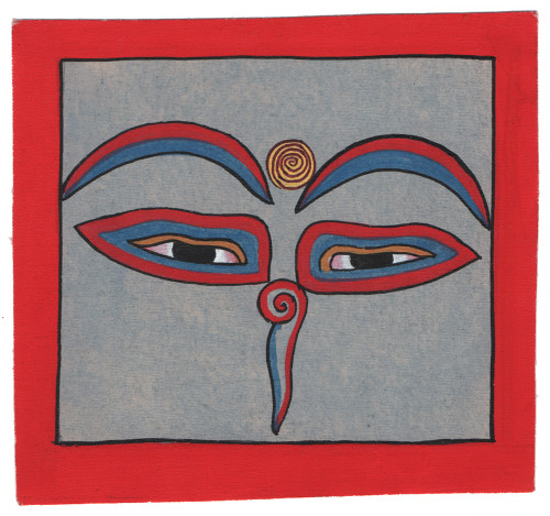 Изображение Глаза Будды (красная рамка, серый фон, 13 х 12,5 см)
