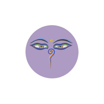 Магнит круглый с Глазами Будды (сиреневый, 3 см)
