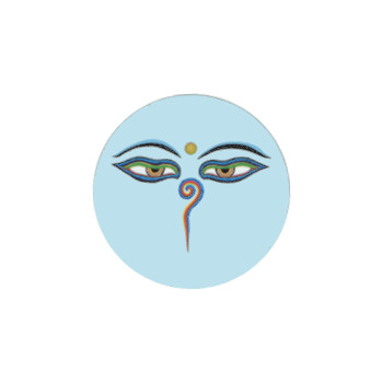 Магнит круглый с Глазами Будды (голубой, 3 см)