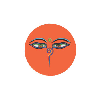 Магнит круглый с Глазами Будды (оранжевый, 3 см)