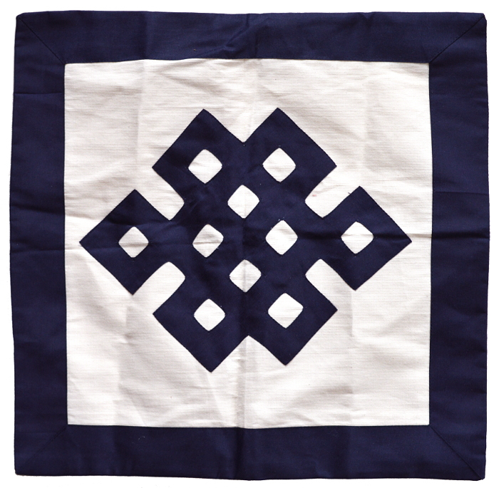 Наволочка с символом Бесконечного узла, 45 x 45 см, синяя