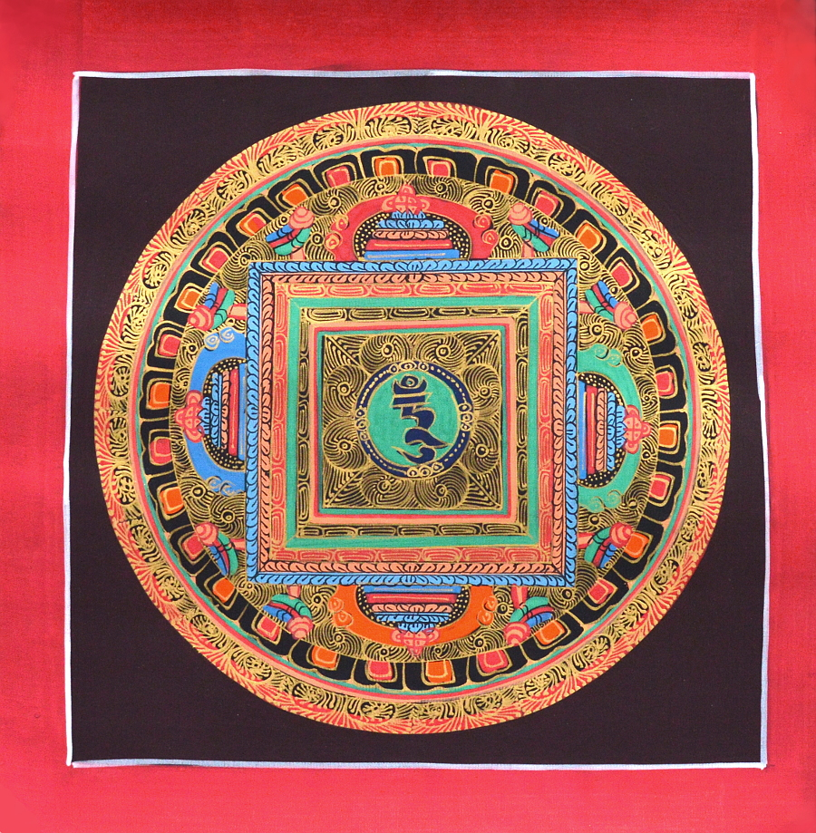 Картина Мандала с ХУМ (коричневый фон, 25,1 х 25,6 см)