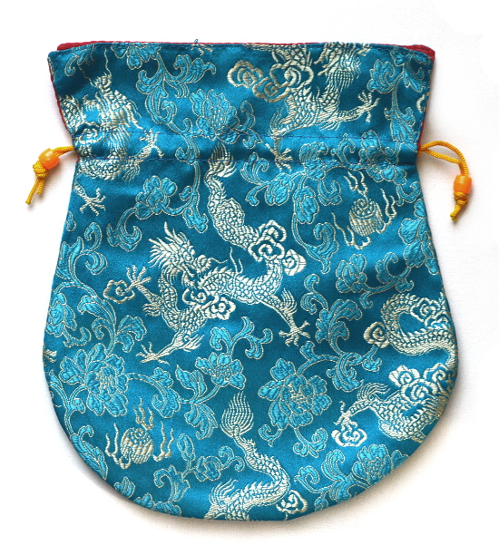 Мешочек для четок (голубой с драконами), 16,5 x 19 см