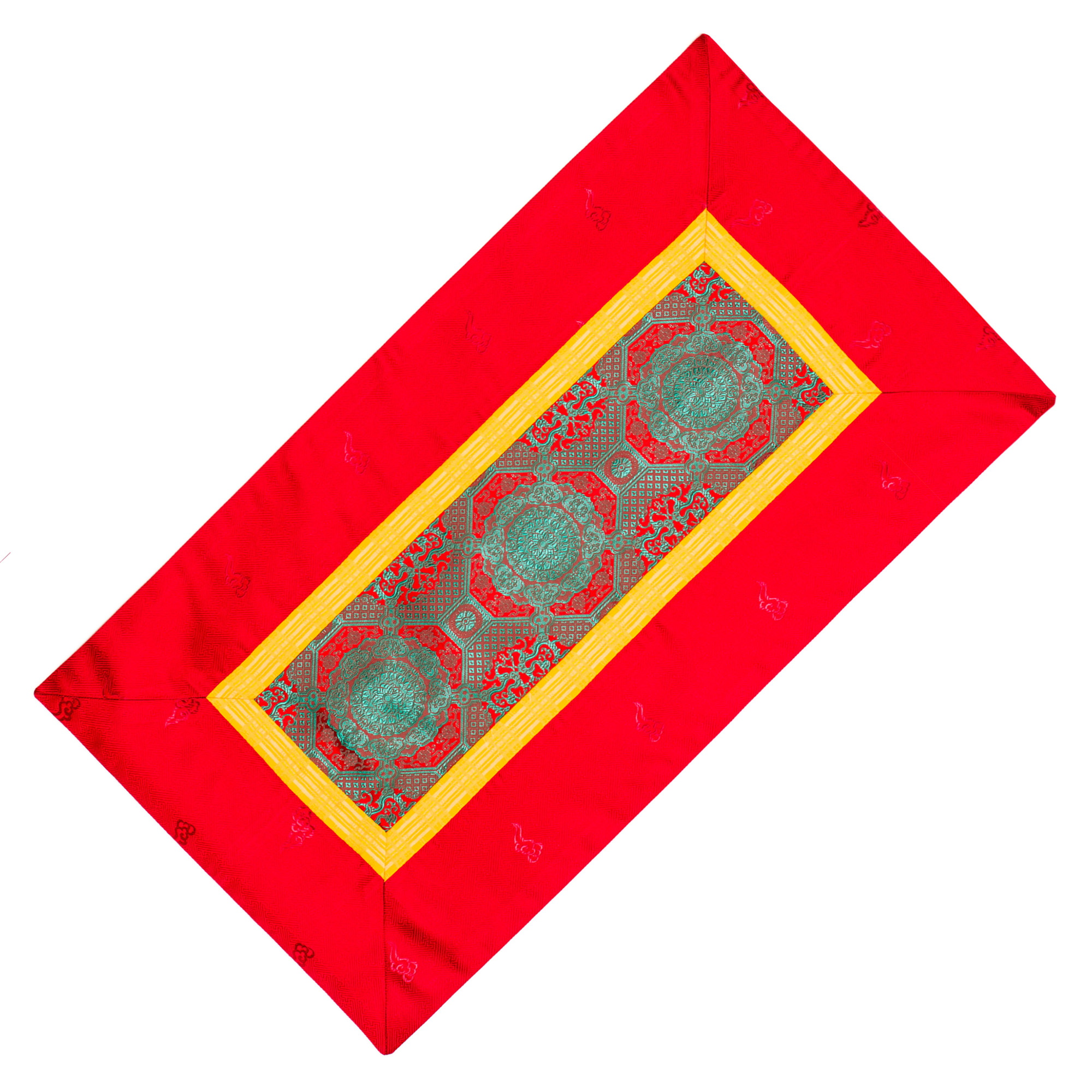 Алтарное покрывало Красное и зеленое с алой окантовкой из натуральной вискозы, 84 x 45 см