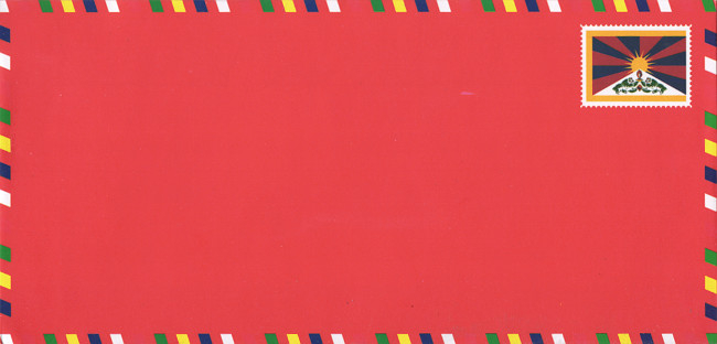 Конверт для подношения красный с флагом Тибета, 9 x 18,5 см